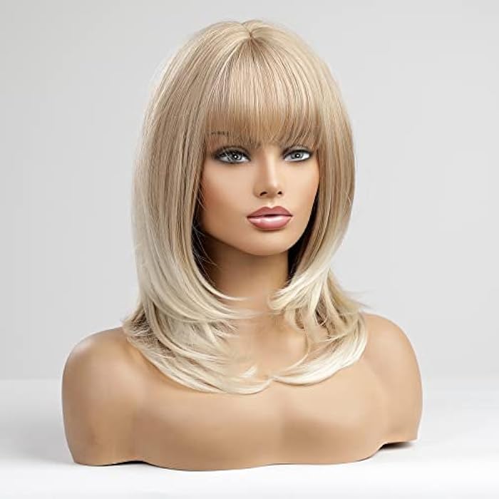 DILLARDS Alanhair Blonde Wigs For Women,Haircube Shoulder-Length Wigs With Bangs Synthetic Hair Layered Wigs Heat Resistant Fibre - Image 3